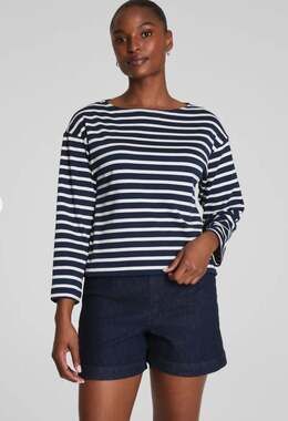 SPANX AirEssentials Long Sleeve Boatneck Striped Top
